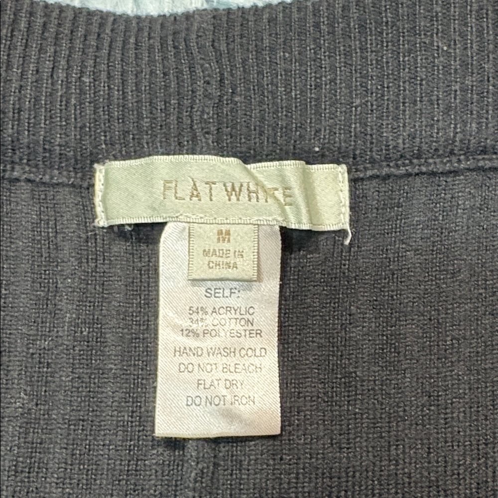 Flat White High Rise Flare Ribbed Knit Black Pants - Picture 3 of 8